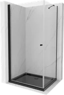 Kabiny prysznicowe - Mexen Pretoria kabina prysznicowa uchylna 70x90 cm, transparent, czarna + brodzik Flat, czarny - 852-070-090-70-00-4070B - miniaturka - grafika 1