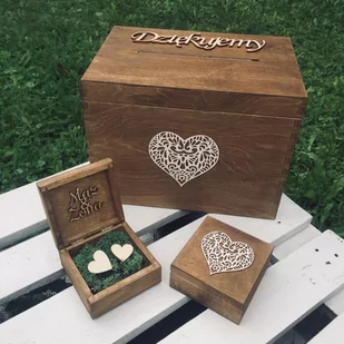 Komplet pudełko na koperty + na obrączki Dębowe 3 - Wesele i ślub - miniaturka - grafika 1
