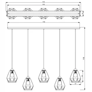 Żyrandol Jil, czarny/chrom, 5-pkt. liniowy - Lampy sufitowe - miniaturka - grafika 3