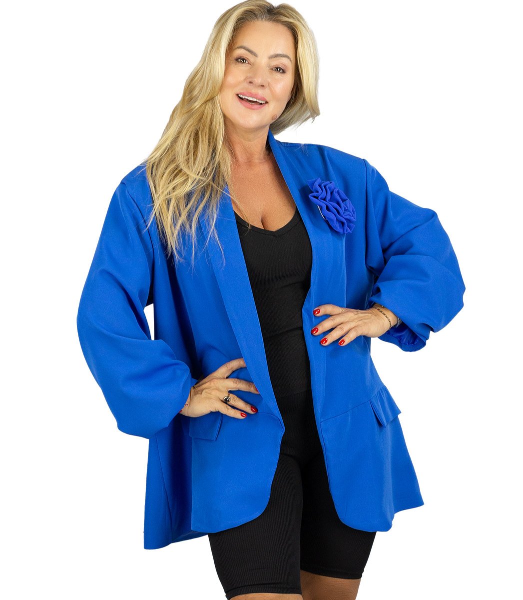 Marynarka oversize z odpinaną różą i marszczonymi rękawami ROSA