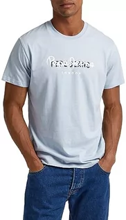 Koszulki męskie - Pepe Jeans Koszulka męska Keegan, niebieski (wybielacz niebieski), XL - grafika 1