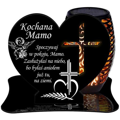 ZNICZ SOLARNY LED WIECZNY PODSTAWKA NA CMENTARZ GRÓB Krzyż EFEKT PŁOMIENIA DLA MAMY