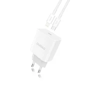 Ładowarki do telefonów - Dudao szybka ładowarka sieciowa EU USB Typ C Power Delivery 18W + kabel przewód USB Typ C / Lightning 1m biały (A8EU + PD cable white) - miniaturka - grafika 1