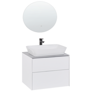 Meble łazienkowe - Zestaw mebli łazienkowych z umywalką biały MANZON - miniaturka - grafika 1