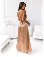 Sukienki - Satynowa sukienka maxi CARDI - złoty - miniaturka - grafika 1