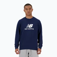Bluzy męskie - Bluza męska New Balance Stacked Logo French Terry Crew nb navy - miniaturka - grafika 1