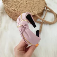 Ozdoby do włosów - Opaska turban z materiału gruba złocona O219R - miniaturka - grafika 1