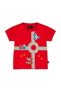 Koszulki dla chłopców - Lego t-shirt bawełniany dziecięcy kolor czerwony z nadrukiem - grafika 1