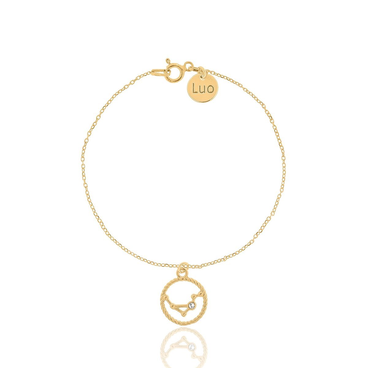 Bransoletka srebrna pozłacana ze znakiem zodiaku Bliźnięta