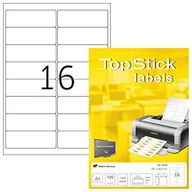 Etykiety do drukarek - TopStick 8756 Naklejki adresowe DIN A4 (99,1 x 33,9 mm, 100 arkuszy, papier, matowy) samoprzylepne, do zadrukowania, trwałe etykiety uniwersalne, 1600 etykiet samoprzylepnych, białe - miniaturka - grafika 1