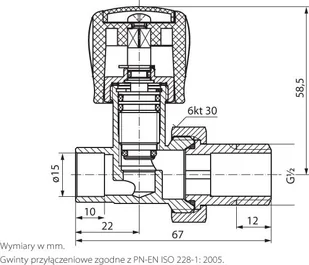 Perfexim Zawór grzejnikowy zasilający prosty 1/2" do wlutowania PHA-030/L G1/2x15 20-030-0000-200 - Akcesoria grzewcze - miniaturka - grafika 1