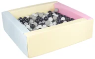 Suche baseny - Kwadratowy suchy basen z ekoskóry z 300 piłeczkami (różowy, niebieski, żółty (pastel)/czarny,biały,szary) - miniaturka - grafika 1
