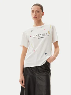 Max Mara T-Shirt 2515971042650 Biały Regular Fit - Koszulki sportowe damskie - miniaturka - grafika 1