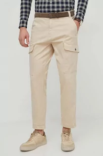 Pepe Jeans spodnie męskie kolor beżowy w fasonie cargo - Spodnie męskie - miniaturka - grafika 1