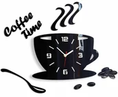 Zegary - Ścienny Zegar Czarny 3D W Kształcie Filiżanki M0-D56 - miniaturka - grafika 1