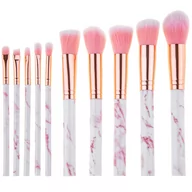 Pędzle do makijażu - Zestaw Pędzli Do Makijażu Marmur Marmurowe Róż 10 - miniaturka - grafika 1