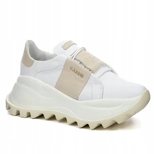 Białe sneakersy damskie Carinii B8980-S49 półbuty skóra modne r.39 - Półbuty damskie - miniaturka - grafika 1