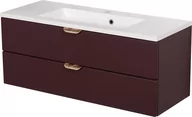 Szafki łazienkowe - Szafka łazienkowa burgundowa z umywalką złoty uchwyt 100 cm Magnolia Gante - miniaturka - grafika 1