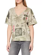 Koszulki i topy damskie - G-STAR RAW Joosa koszulka damska z dekoltem w serek, Wielokolorowy (Whitebait Museum Sand D19233-c387-c375), S - miniaturka - grafika 1