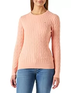 Swetry damskie - GANT Damski sweter ze stretchem Cotton Cable z dekoltem w kształcie litery C, Guava Orange, standardowy - miniaturka - grafika 1