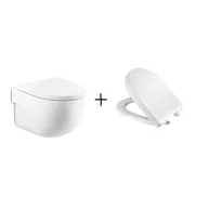 Miski WC - ROCA A346244000 + 541311 Meridian Miska WC podwieszana Rimless Compacto 36x48x40 + Deska wc wolnoopadająca - miniaturka - grafika 1