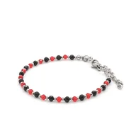 Bransoletki - Bransoletka Czarny Turmalin, Czerwony Spinel - kamienie naturalne 16-20cm KAM659 stal chir. - miniaturka - grafika 1