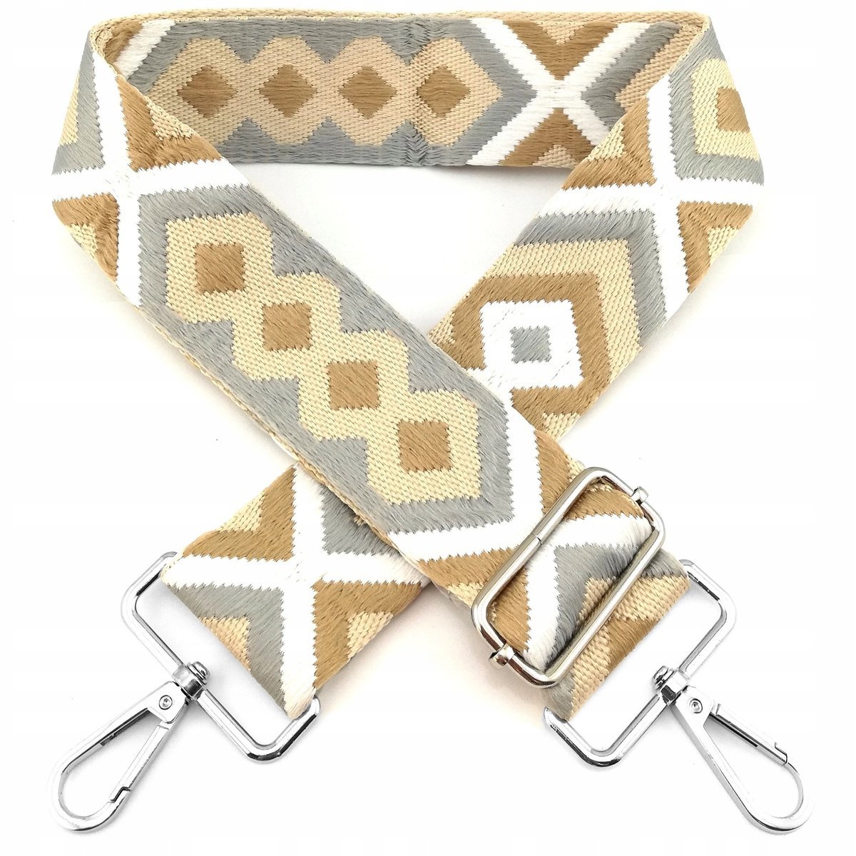 Pasek Do Torebki Torby Regulowany Szeroki Damski Długi Parciany Beżowy