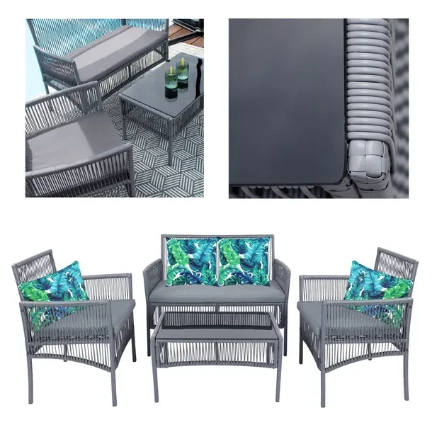 Zestaw Mebli Ogrodowych Komplet Sofa Stolik Fotele Meble Na Ogród Poduszki