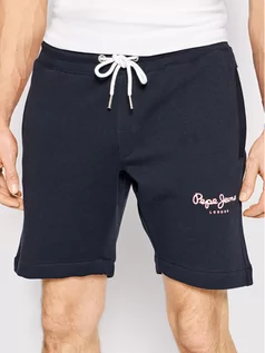 Spodnie sportowe męskie - Pepe Jeans Szorty sportowe George PM800912 Granatowy Regular Fit - grafika 1