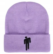 Czapki damskie - Czapka Zimowa Beanie Billie Eilish Bad Guy Fioletowa Prezent Streetwear Y2K - miniaturka - grafika 1