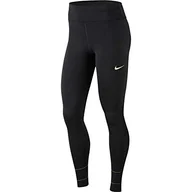 Spodnie damskie - Nike damskie spodnie sportowe W Nk Fast Tght Glam czarny czarny/złoty (black/metallic gold) X-S - miniaturka - grafika 1
