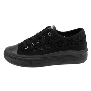 Buty Lee Cooper LCW-23-44-1618L trampki koronkowe czarne - Trampki damskie - miniaturka - grafika 1
