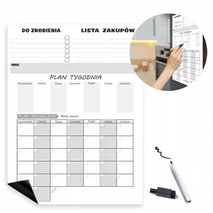 Tablica Magnetyczna Z Pisakiem Na Lodówkę Kalendarz Magnes Planer Notes /Naklejkiozdobne - Planery - miniaturka - grafika 1