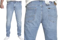 Spodnie męskie - LEE LUKE jasne spodnie jeans zwężane slim tapered Zielony W34 L32 - miniaturka - grafika 1