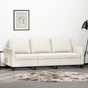 Lumarko 3-osobowa sofa, kremowa, 180 cm, sztuczna skóra - Sofy i kanapy - miniaturka - grafika 1