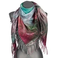 Apaszki i szaliki damskie - Chusta damska przejściowa OMBRE na prezent z frędzlami RCC29-6 zielony - miniaturka - grafika 1