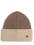 Czapki damskie - Calvin Klein Czapka damska z zawartością kaszmiru Kobiety Wełna beżowy jednolity, ONE SIZE - miniaturka - grafika 1