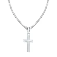Bransoletki - Srebrny łańcuszek z krzyżykiem frezowany ZDOBIONY - miniaturka - grafika 1