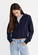 Bluzy damskie - Stradivarius Krótka bluza rozpinana  Morski S - miniaturka - grafika 1