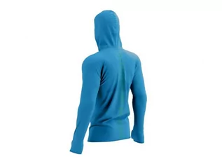 Bluzy sportowe męskie - COMPRESSPORT Termiczna bluza biegowa 3D Thermo Hoodie Seamless Swim Bike Run 2021 niebieska - grafika 1