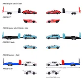 Samochody i pojazdy dla dzieci - Majorette, pojazd Porsche Taycan Turbo S z przyczepką + Porsche 917 - miniaturka - grafika 1