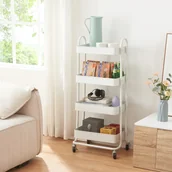 Wózki kuchenne - Wózek kuchenny "Pyhäntä" z 4 koszami do przechowywania 103,5 x 46 x 35 cm stalowy biały - miniaturka - grafika 1