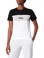 Koszulki i topy damskie - FILA Anokia Blocked T-Shirt damski, Bright White-Black-Light Grey Melange Bros, XS - miniaturka - grafika 1