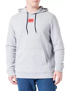 HUGO Męska bluza z kapturem Daratschi214 z bawełny Terry z czerwoną metką z logo, Dark Grey029, S - Bluzy męskie - miniaturka - grafika 1