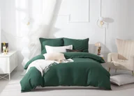 Pościel - Elegancki zestaw pościeli z mikrofibry Queen 220x200 cm w kolorze zielonym ze złotą lamówką - miniaturka - grafika 1