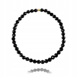 Bransoletka TURMALIN CZARNY faset 4,0mm gumka Złota Kuleczka 18cm - Bransoletki Bransoletka TURMALIN CZARNY faset 4,0mm gumka Złota Kuleczka 18cm - Bransoletki - miniaturka - grafika 1