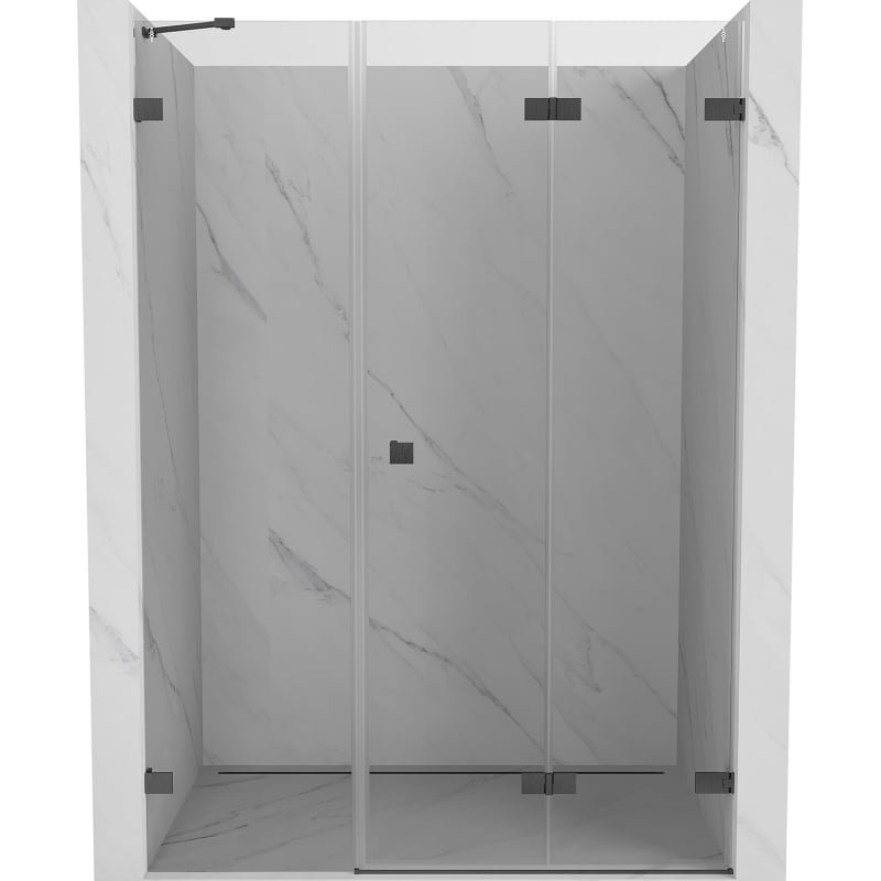 Mexen Lunar-F drzwi prysznicowe składane prawe 145 cm, transparent, gun gray szczotkowany - 836S-145-050-66-00-P