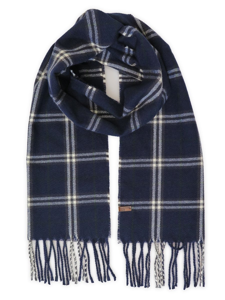 Granatowy szalik męski w kratę R51