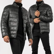 Kurtki męskie - Kurtka Męska Puchowa Czarna Pikowana na stójce 14-K-2024 XL Czarny - miniaturka - grafika 1