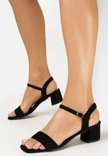 Czarne Sandały na Słupku z Kwadratowym Noskiem Teana - Sandały damskie - miniaturka - grafika 1